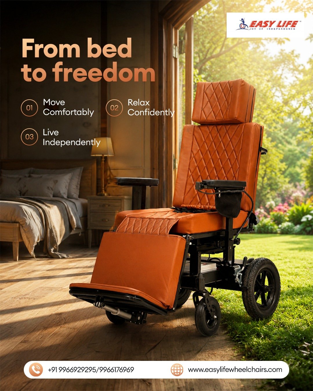 From Bed to Freedom.Rediscover the joy of independent living with Easy Life Wheelchairs. Designe